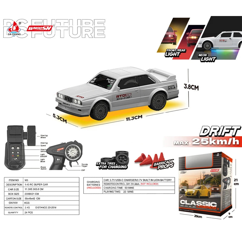 white Mini Rc Drift Car