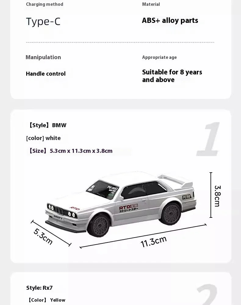 white Mini Rc Drift Car